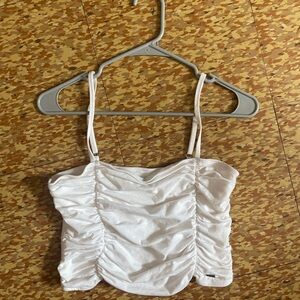 Hollister White Scrunch Tank Top